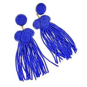 J. Crew Tassel Beaded Blue Earrings